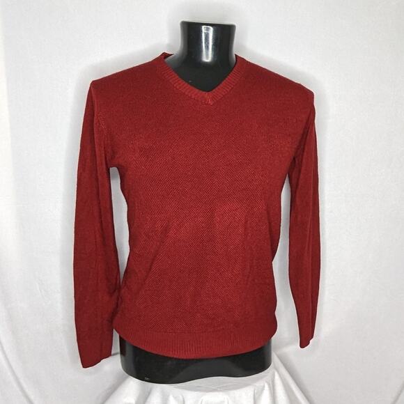 Tricots St Raphael Sweater Men's Medium Maroon Burgundy Crewneck Vintage Knit - Picture 1 of 5
